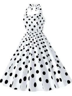 Sale Retro Stage 1950s Polka Dot Halter Swing Dress