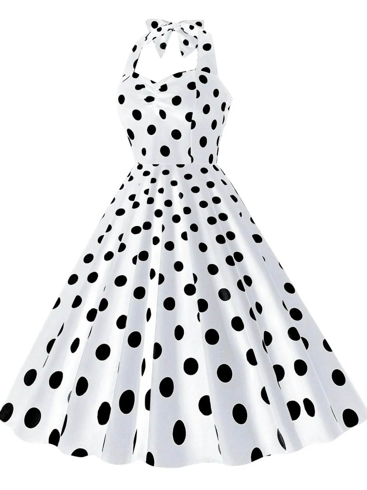 Sale Retro Stage 1950s Polka Dot Halter Swing Dress