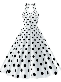 Sale Retro Stage 1950s Polka Dot Halter Swing Dress