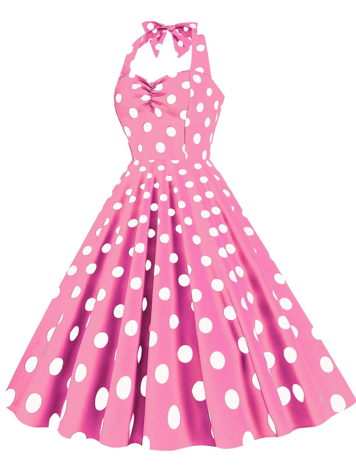 Sale Retro Stage 1950s Polka Dot Halter Swing Dress