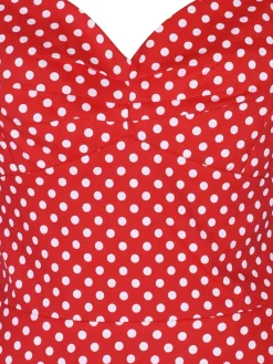 Clearance Retro Stage 1950s Polka Dot Halter Swing Dress Red
