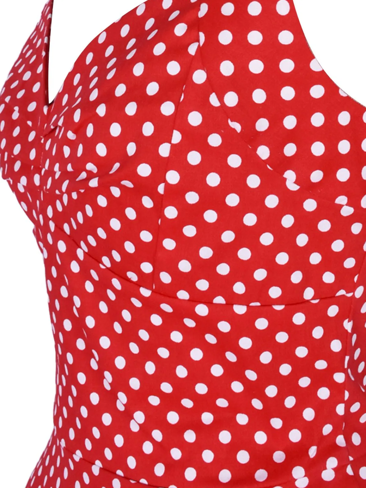 Clearance Retro Stage 1950s Polka Dot Halter Swing Dress Red