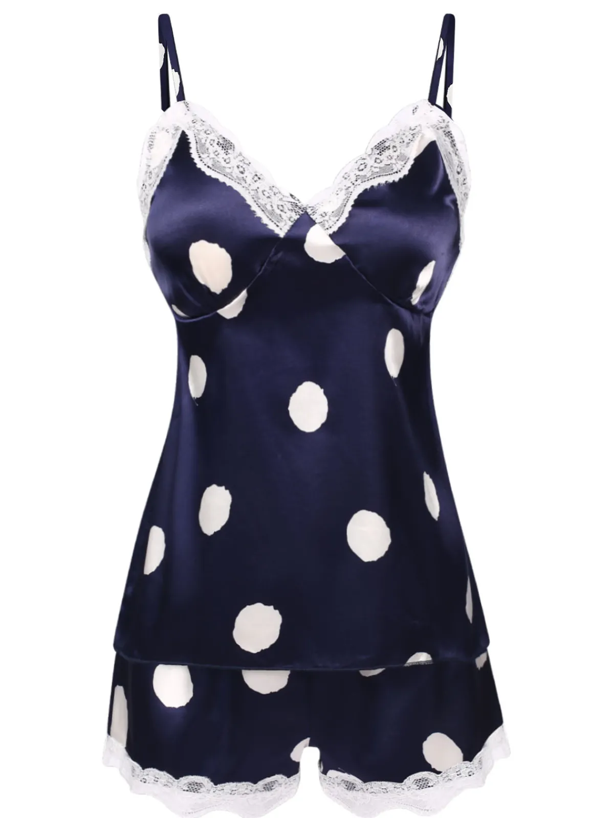 Best Retro Stage 1950s Polka Dot Lace Camisole Sleepwear