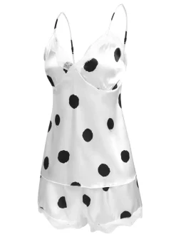 Best Retro Stage 1950s Polka Dot Lace Camisole Sleepwear