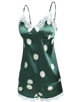 Best Retro Stage 1950s Polka Dot Lace Camisole Sleepwear