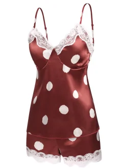 Sale Retro Stage 1950s Polka Dot Lace Camisole Sleepwear