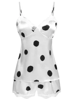 Sale Retro Stage 1950s Polka Dot Lace Camisole Sleepwear