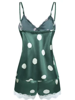 Hot Retro Stage 1950s Polka Dot Lace Camisole Sleepwear