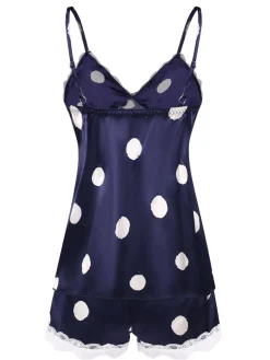 Hot Retro Stage 1950s Polka Dot Lace Camisole Sleepwear
