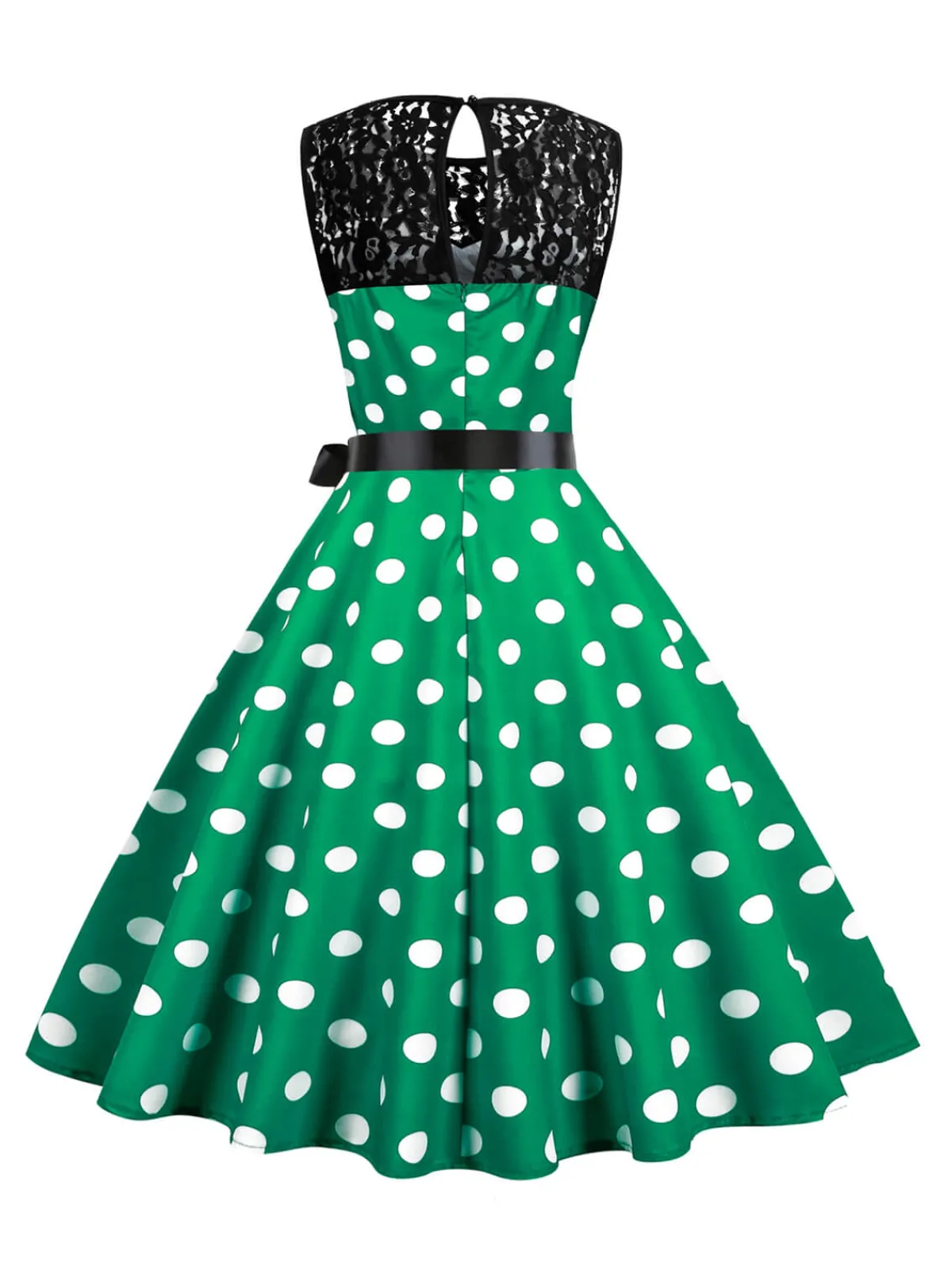 Fashion Retro Stage 1950s Polka Dot Lace Patchwork Dress