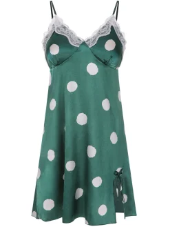 Discount Retro Stage 1950s Polka Dot Lace Spaghetti Straps Sleepwear