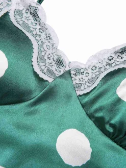 Discount Retro Stage 1950s Polka Dot Lace Spaghetti Straps Sleepwear