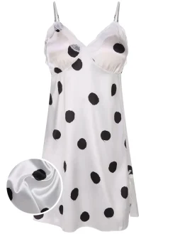Discount Retro Stage 1950s Polka Dot Lace Spaghetti Straps Sleepwear