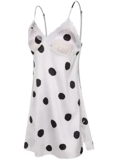 Discount Retro Stage 1950s Polka Dot Lace Spaghetti Straps Sleepwear