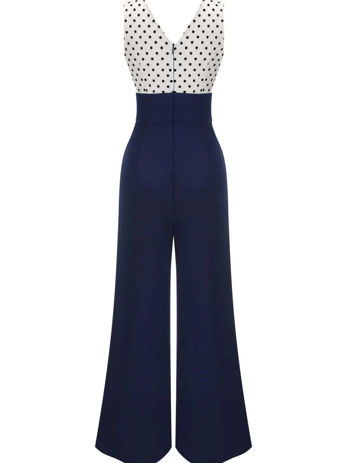 Clearance Retro Stage 1930s Polka Dot Patchwork Button Jumpsuit