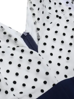 Clearance Retro Stage 1930s Polka Dot Patchwork Button Jumpsuit