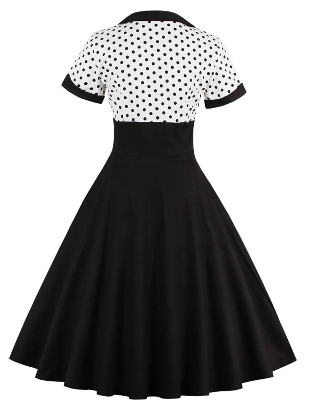 Hot Retro Stage 1950s Polka Dot Patchwork Swing Dress