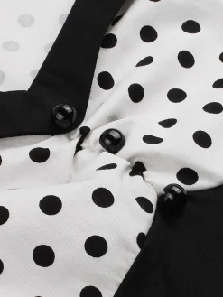Discount Retro Stage 1950s Polka Dot Patchwork Swing Dress