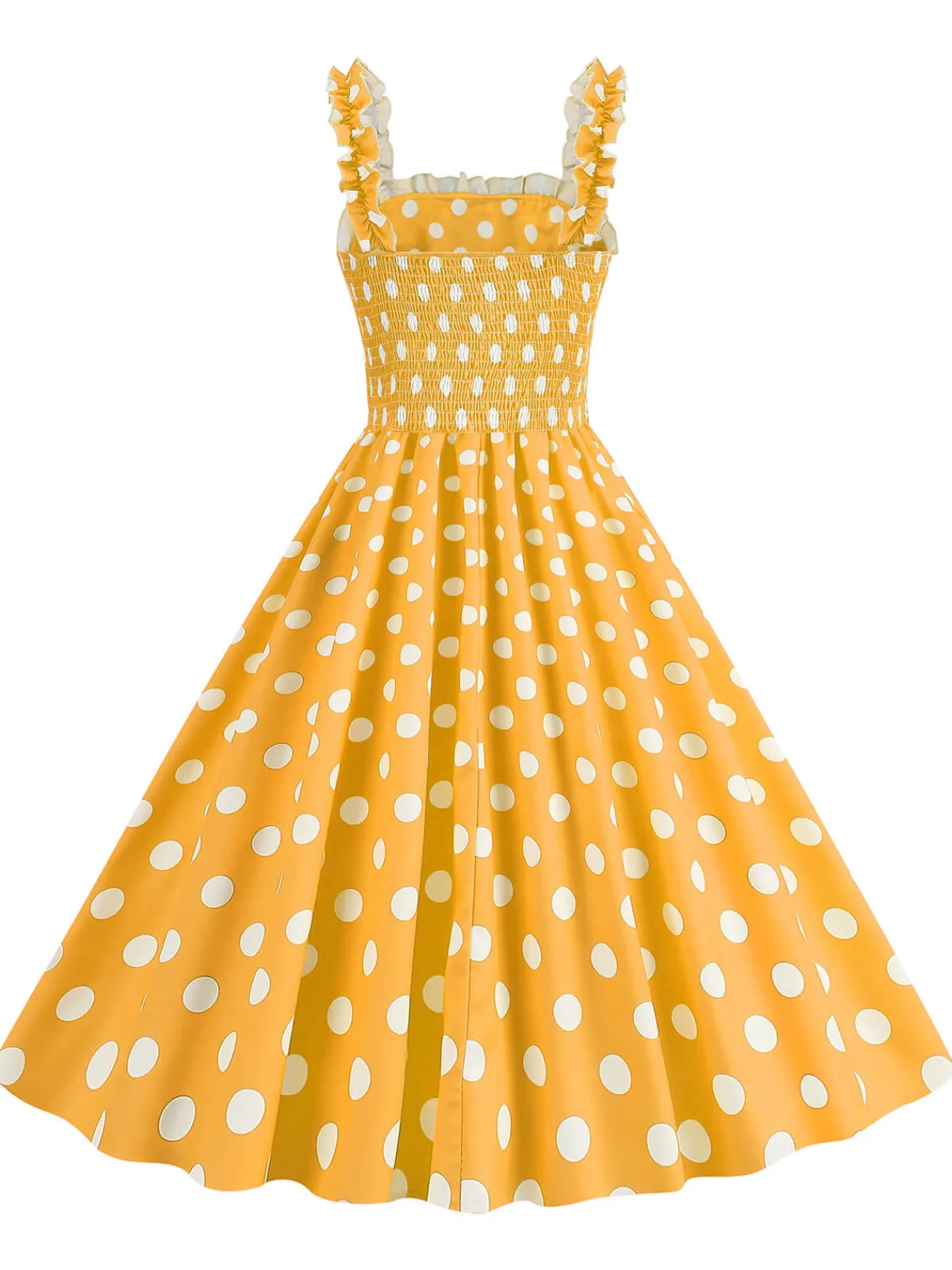 Best Retro Stage 1950s Polka Dot Smocking Strap Dress