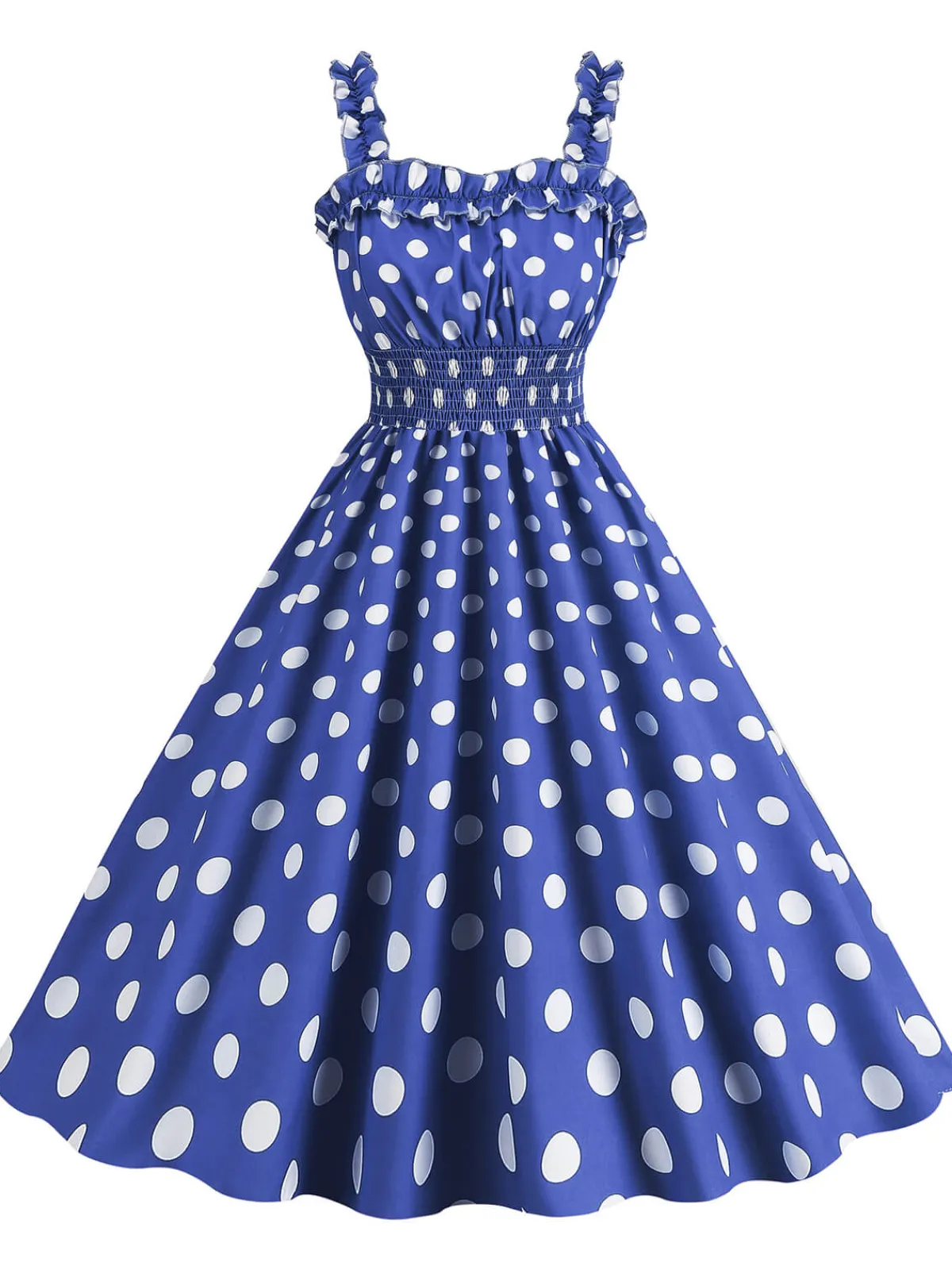 Best Retro Stage 1950s Polka Dot Smocking Strap Dress