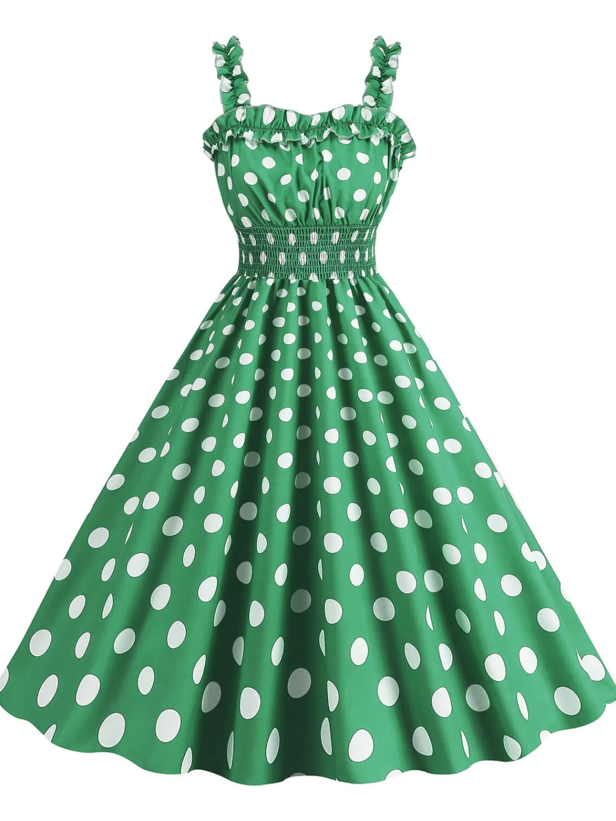 Best Retro Stage 1950s Polka Dot Smocking Strap Dress