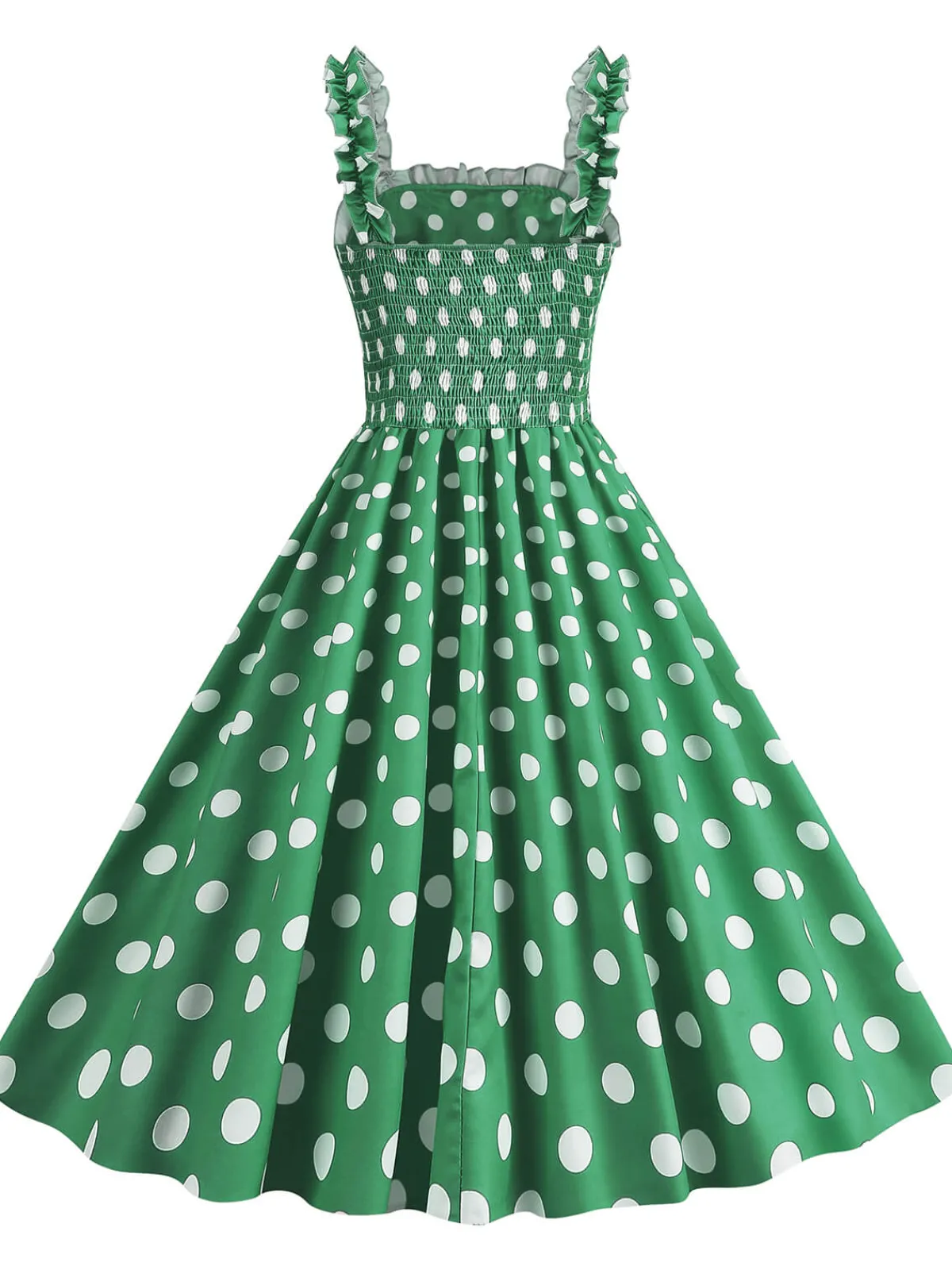 Best Retro Stage 1950s Polka Dot Smocking Strap Dress