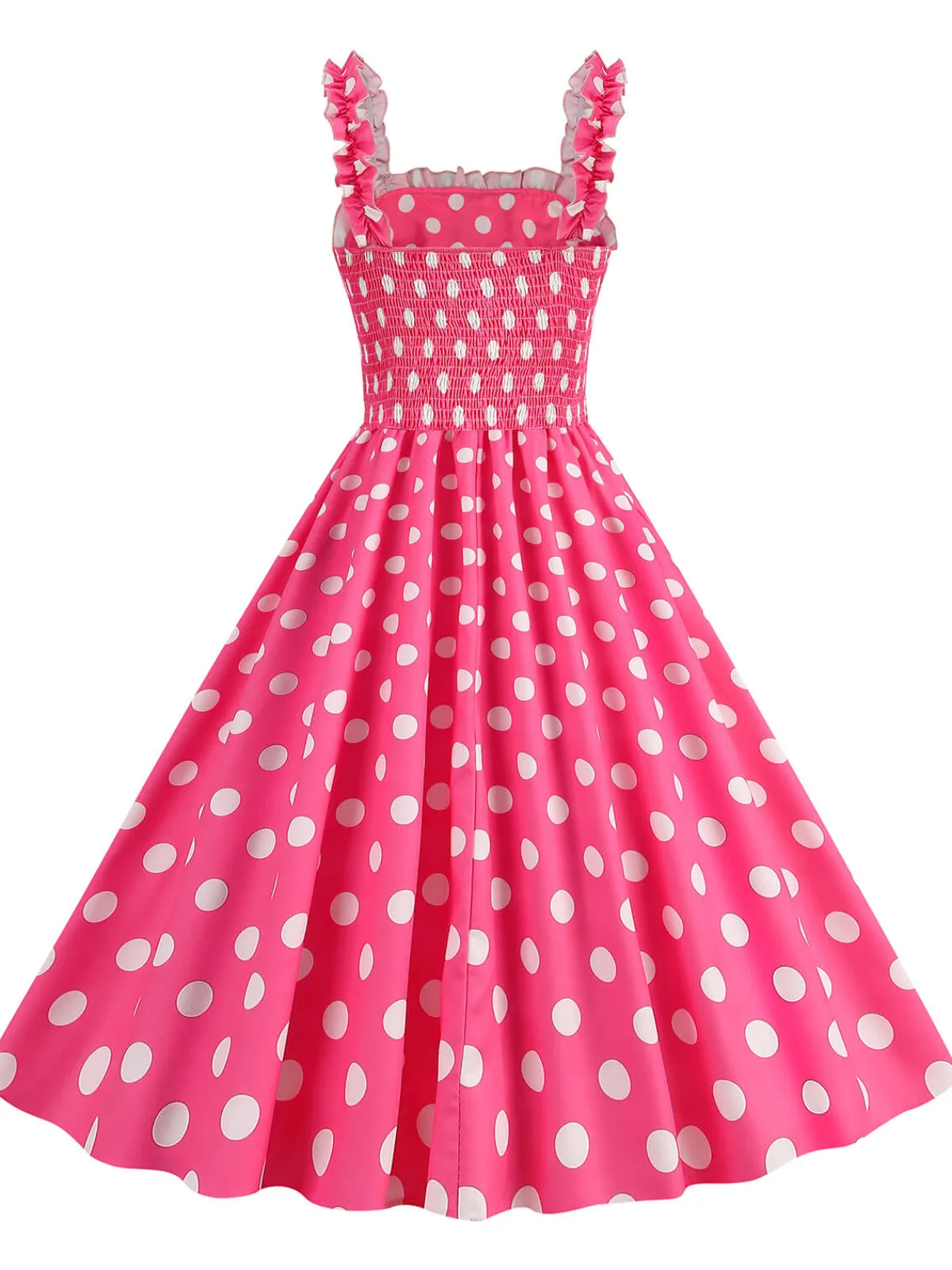 Best Retro Stage 1950s Polka Dot Smocking Strap Dress