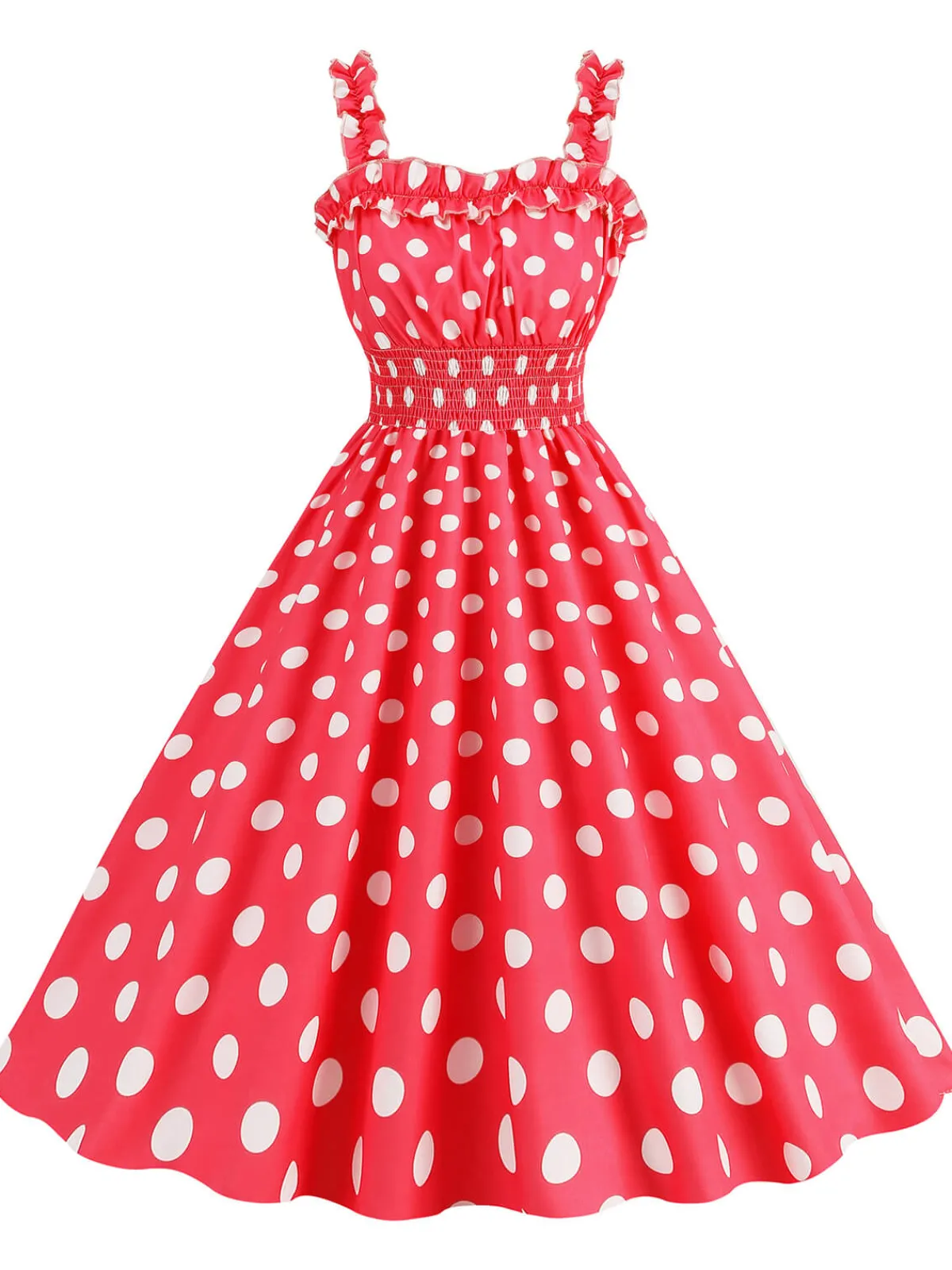 Best Retro Stage 1950s Polka Dot Smocking Strap Dress