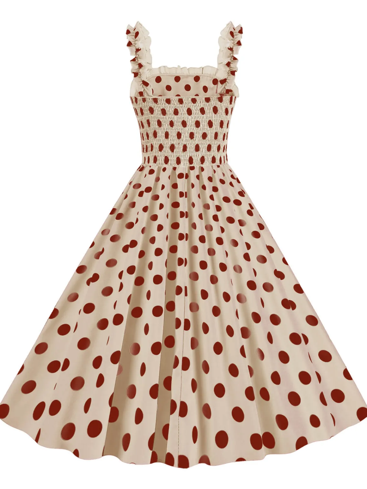 Best Retro Stage 1950s Polka Dot Smocking Strap Dress