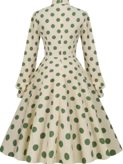 Hot Retro Stage 1950s Polka Dots Bowknot Swing Dress