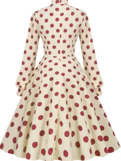 Hot Retro Stage 1950s Polka Dots Bowknot Swing Dress