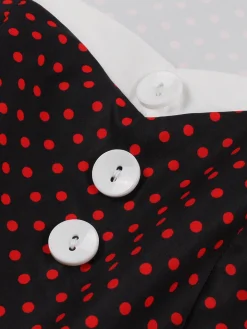 Best Retro Stage 1950s Polka Dots Heart Collar Dress