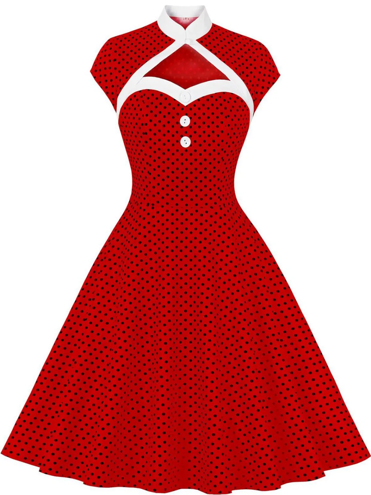 Best Retro Stage 1950s Polka Dots Heart Collar Dress