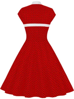 Best Retro Stage 1950s Polka Dots Heart Collar Dress