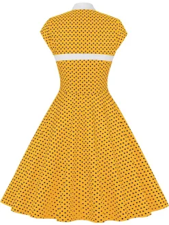 Best Retro Stage 1950s Polka Dots Heart Collar Dress