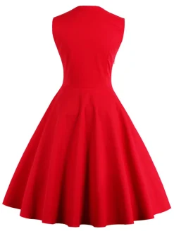 Outlet Retro Stage 1950s Polka Dots Lapel Patchwork Swing Dress