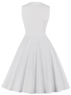 Outlet Retro Stage 1950s Polka Dots Lapel Patchwork Swing Dress