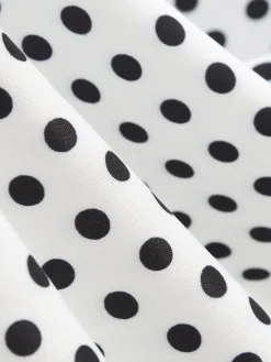 Clearance Retro Stage 1950s Polka Dots Patchwork Ribbon Strap Dress