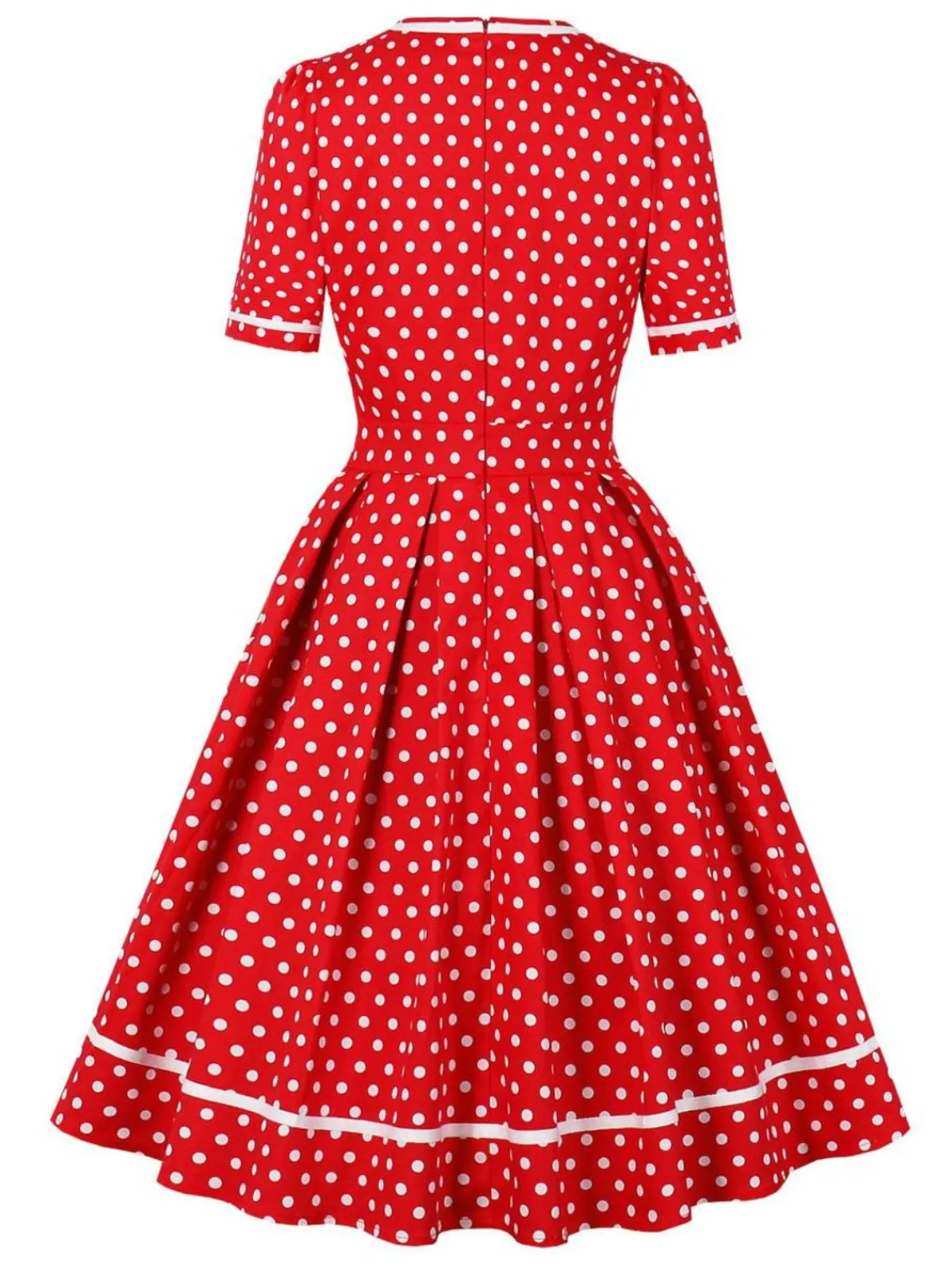Fashion Retro Stage 1950s Polka Dots Patchwork Swing Dress