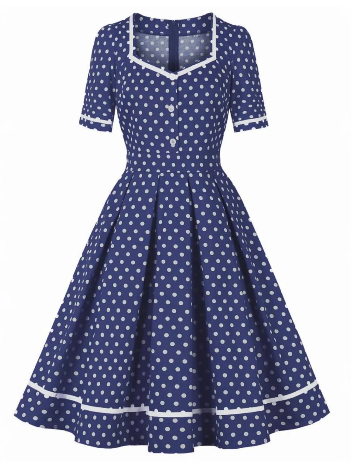Fashion Retro Stage 1950s Polka Dots Patchwork Swing Dress