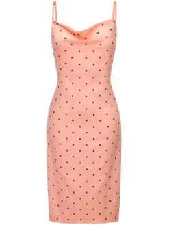 Outlet Retro Stage 1930s Polka Dots Spaghetti Straps Satin Nightgown