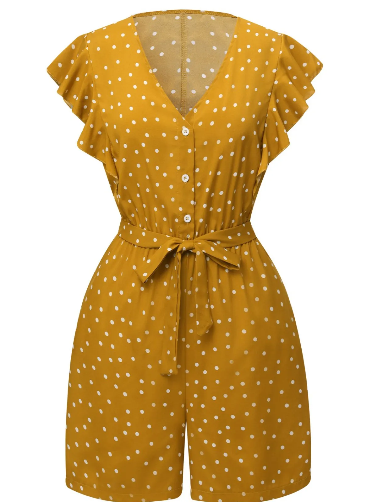 Online Retro Stage 1950s Polka Dots V-Neck Belted Romper