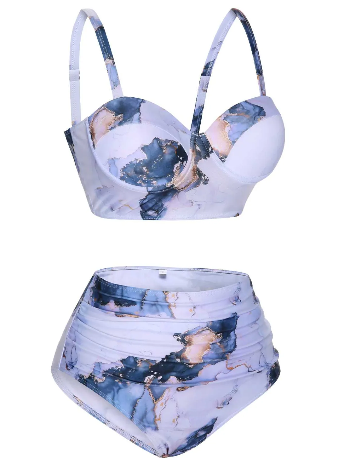 Hot Retro Stage 1960s Print Spaghetti Strap Swimsuit