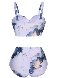 Hot Retro Stage 1960s Print Spaghetti Strap Swimsuit