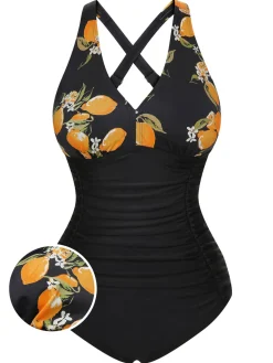 Fashion Retro Stage 1950s Printed One-Piece Swimsuit