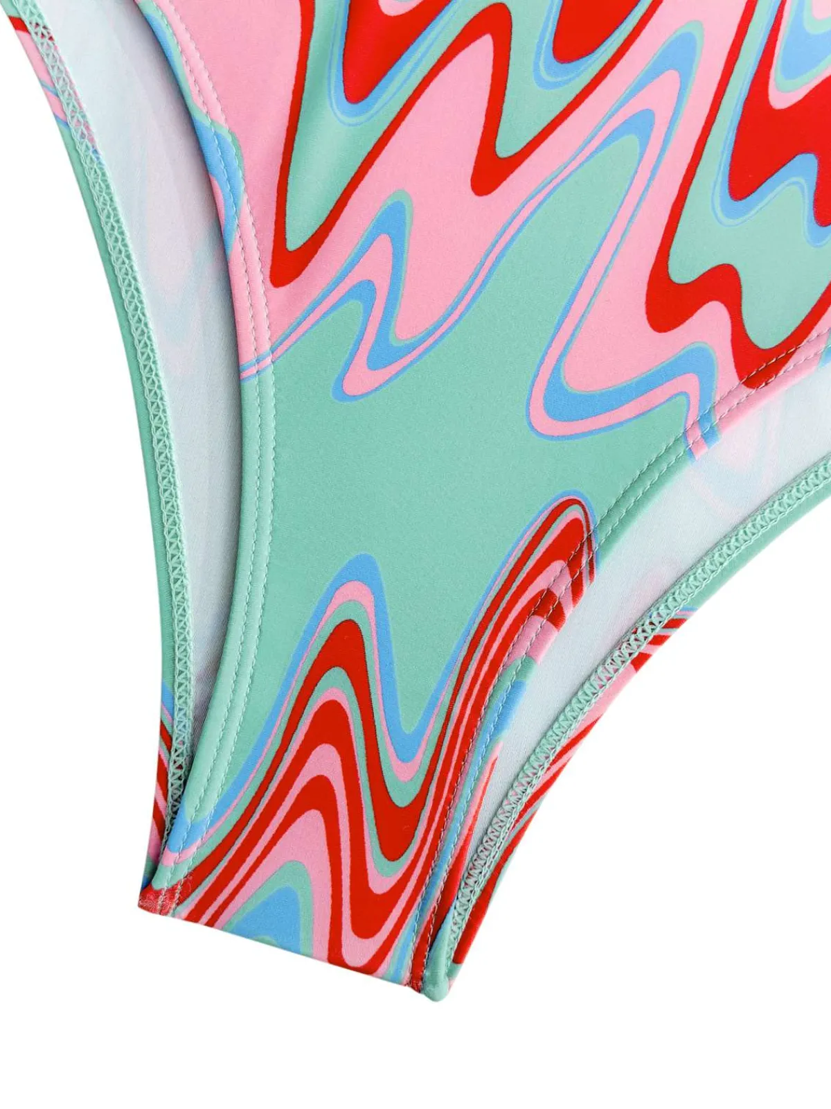 Discount Retro Stage 1970s Psychedelic Chevron Deep V-Neck Swimsuit