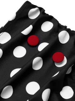 Best Retro Stage 1950s Polka Dot Halter Swimsuit Red & Black
