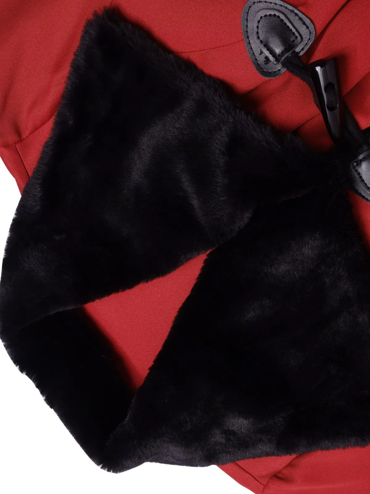 Discount Retro Stage 1950s Red And Black Fur Collar Coat