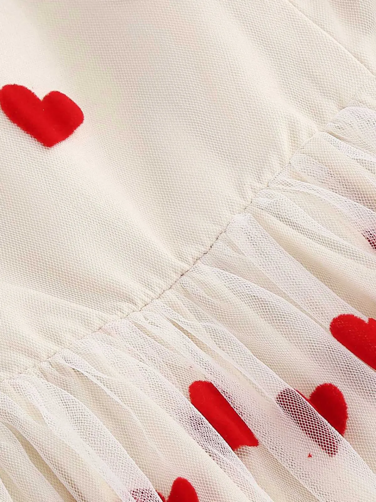 Discount Retro Stage 1950s Red Heart Mesh Patchwork Suspender Dress