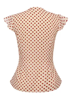 New Retro Stage 1950s Polka Dot Fly Sleeve Blouse Red